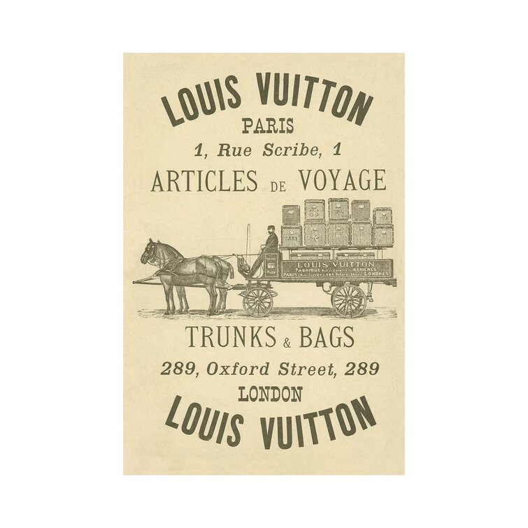 Vintage Woodgrain Louis Vuitton Sign 3 by 5by5collective - Advertisements Print East Urban Home Size: 40 H x 26 W x 0.75 D, Format: Wrapped Canvas