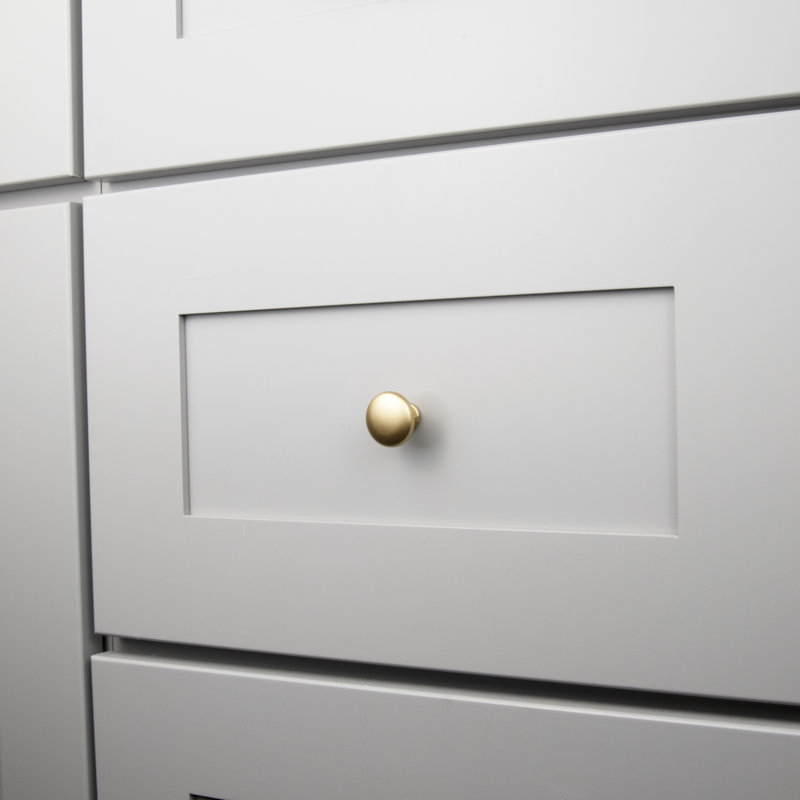 Bouton de champignon véritable Heritage Designs - Bouton d'armoire de 1-1 / 8 po de diamètre en laiton brossé - Quincaillerie transitionnelle pour tiroirs et armoires