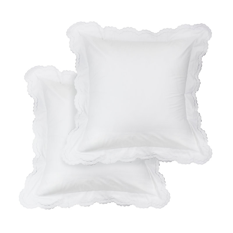 Berrada Double Scalloped 100% Cotton Sham, White