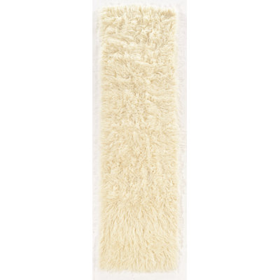 Aaiden Flokati Wool Shag Hand Loomed Ivory Rug