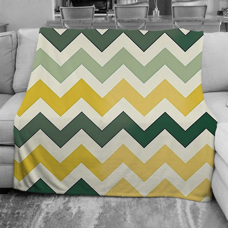 Couverture en molleton à chevrons, L 68 po x L 80 po, Orange / blanc