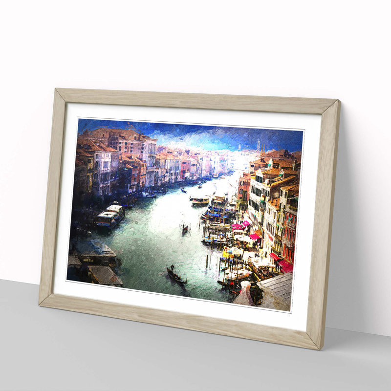 Grand Canal in Venice Italy - Picture Frame Painting Print, Oak Framed, 48cm H x 65cm W x 2cm D