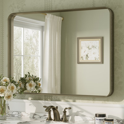 Aevar Tempered Glass and Aluminum Alloy Framed French Cleat Mounted Wall Mirror