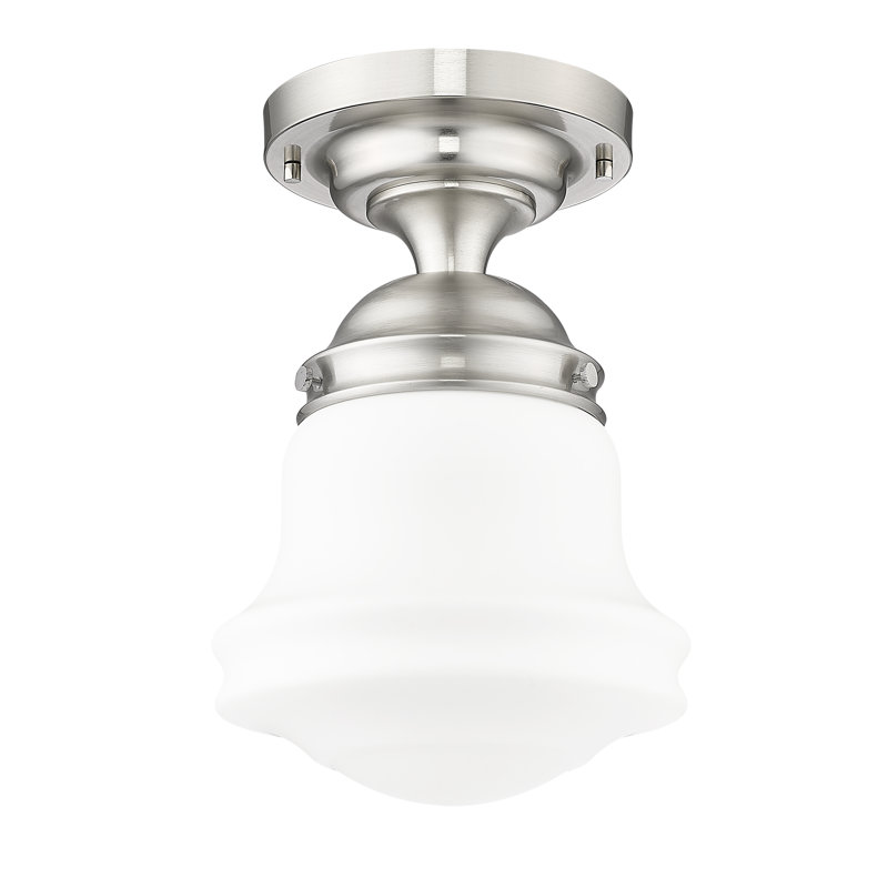 Luminaire suspendu semi-encastré en verre Neriah, H 15,75 po x l 10,5 po, Nickel brossé