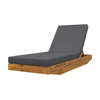 Acacia Wood Chaise Lounge With Cushion
