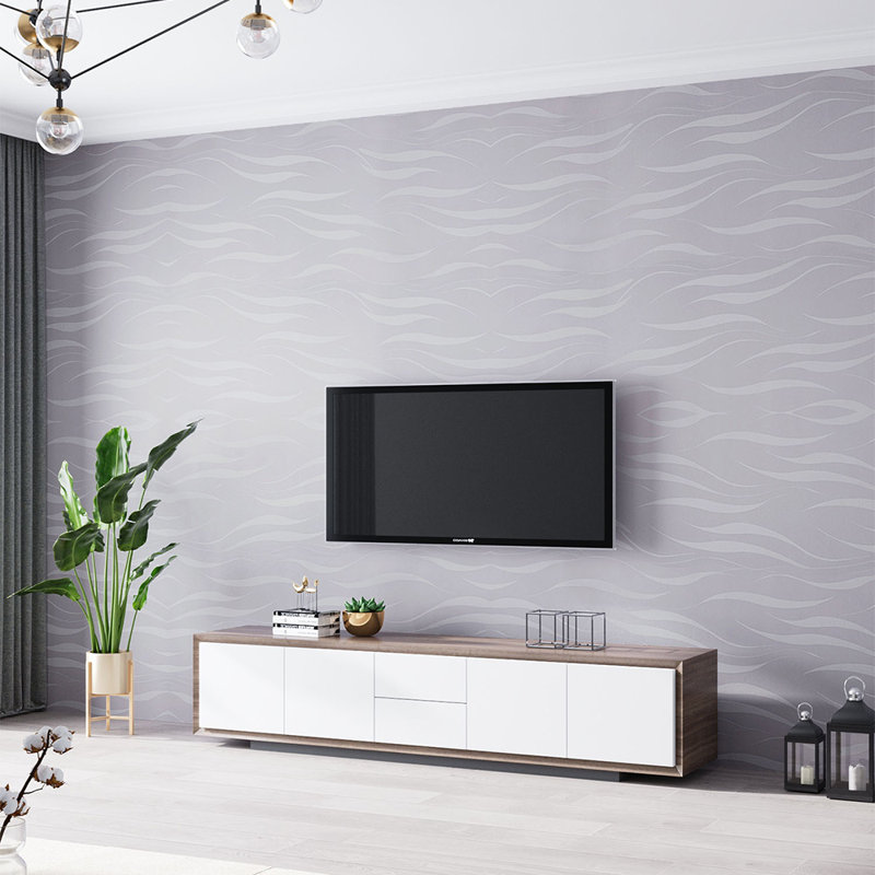 Silver Grey 3D Curved Stripe Prepasted Wallpaper
