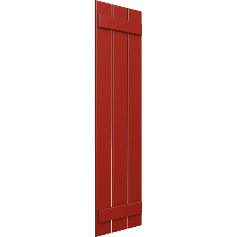 Volets en PVC True Fit à trois planches espacées, Rouge feu, H 40 po x l 17,125 po x P 0,625 po