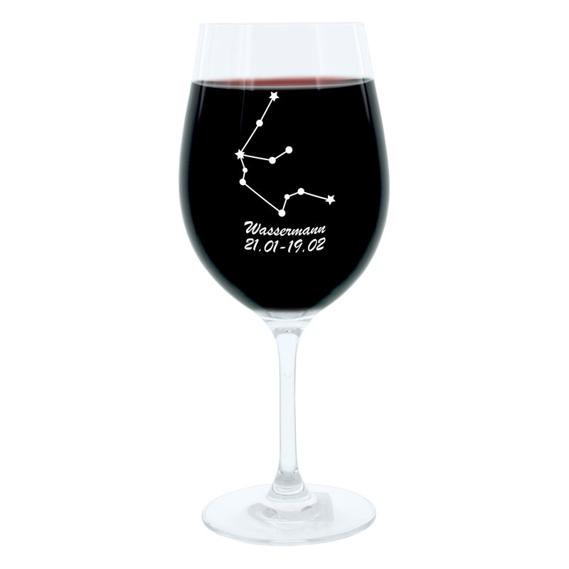 Aquarius Constellation Engraved Wine Glass