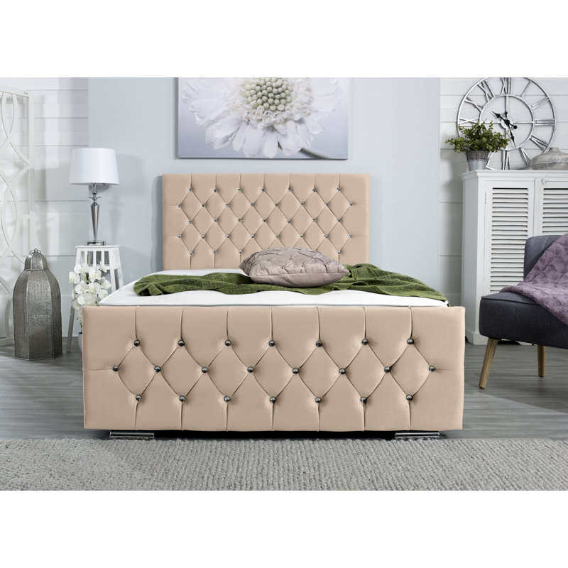 Chesser Upholstered Bed Frame, Small Double (4'), Mink