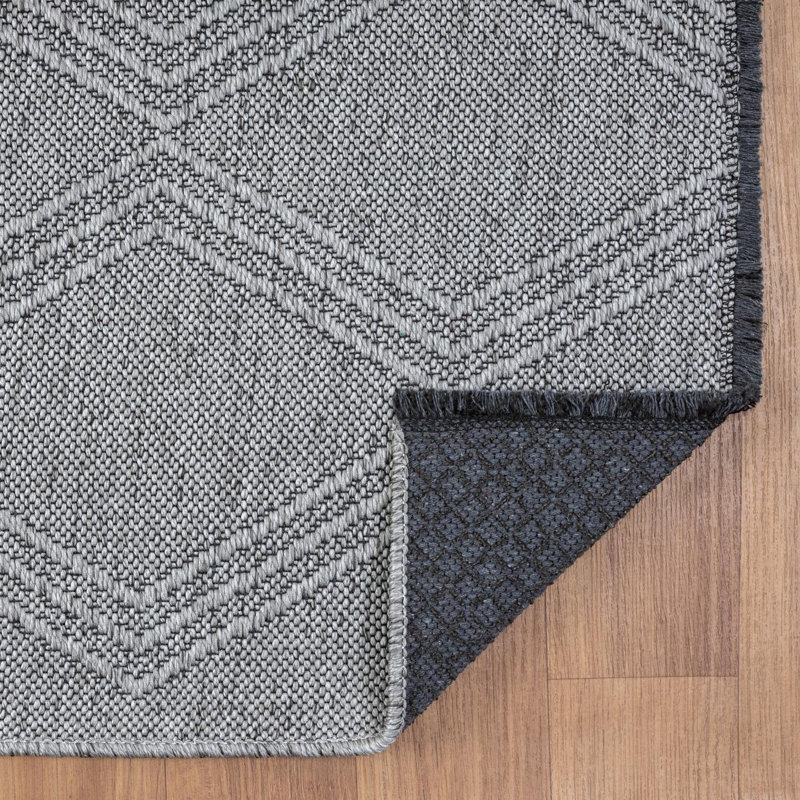 Modern Farmhouse Diamond Pattern Non-Slip Washable Rug, Rectangle 9' x 12'