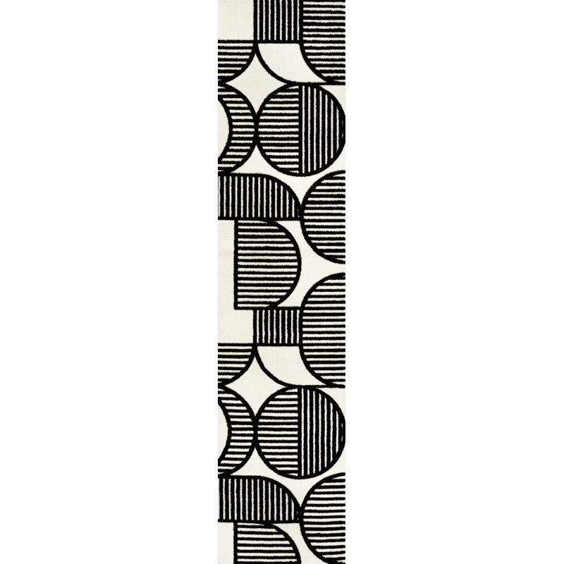 Tapis rayé noir / blanc Nordby, Tapis de couloir 2 pi x 8 pi