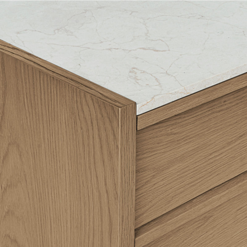 2 - Drawer Nightstand in Dark Grey, Light Rosa/Oak