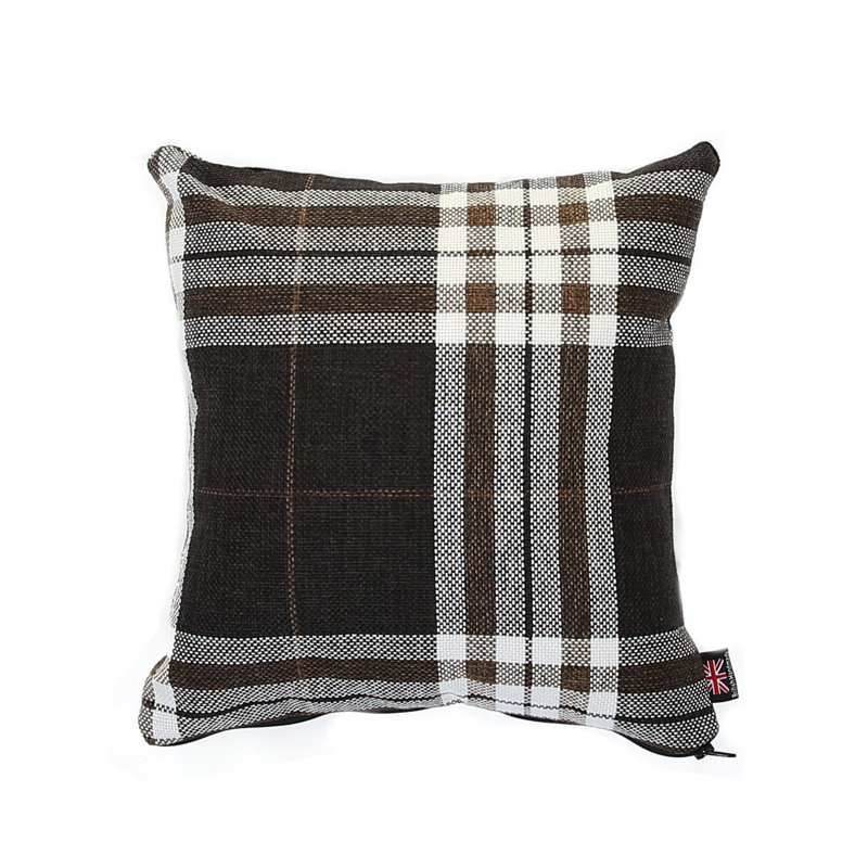 Chagnon Plaid Square Throw Cushion, Black, 55cm x 55cm