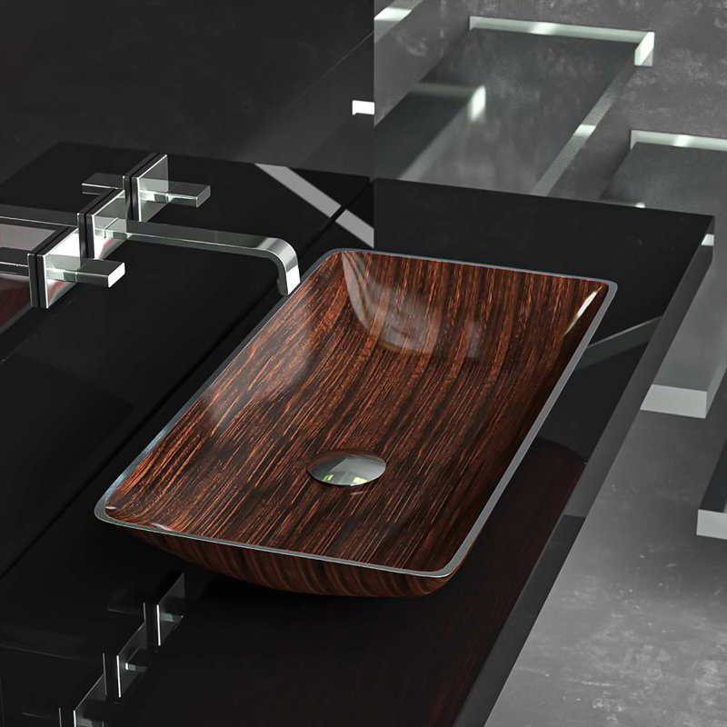 Nek 24.41'' L Bathroom Sink, Brown Black