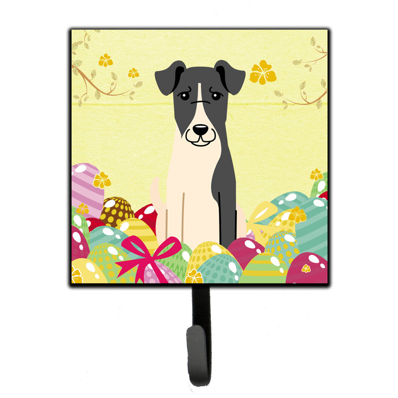 Mcelyea Metal Wall Organizer with Key Hooks, Yellow/Grey/Pink, Smooth Fox Terrier