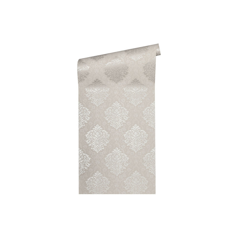 Scotland 10.05m x 53cm Matte Wallpaper Roll, Cream/Grey