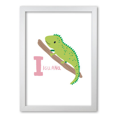 Alphabet Animals, I Is for Iguana 1 Piece Single Picture Frame Wall Art