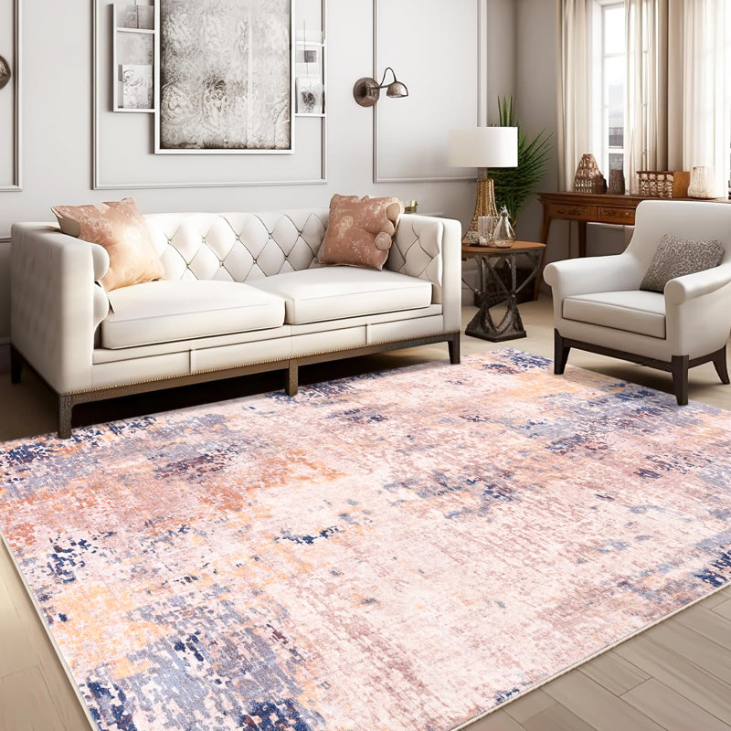 Modern Area Rugs Non-Slip Washable Abstract Soft For Living Room, Rectangle 8' x 10'