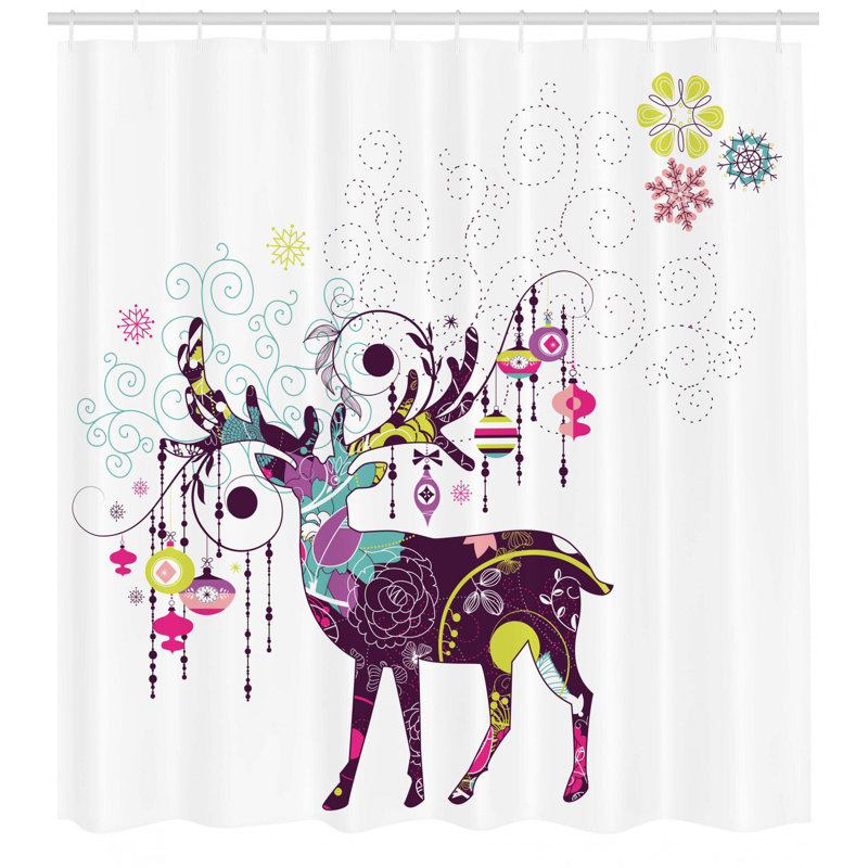 Shower Curtain with Hooks Included, 69" H x 105" W