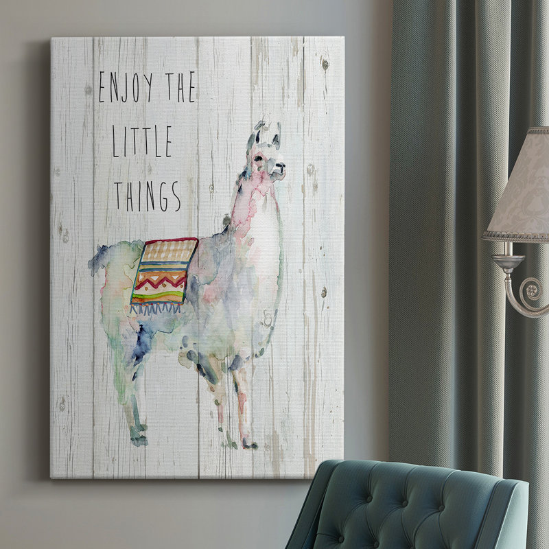 «Llama Little Things», toile tendue avec châssis de qualité supérieure - prête à être accrochée