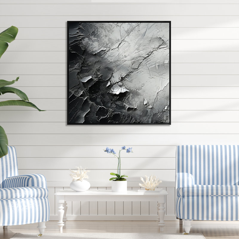 Minimalisme, glacier noir et blanc sur toile, H 16 po x l 16 po x P 1 po, Cadre flottant noir
