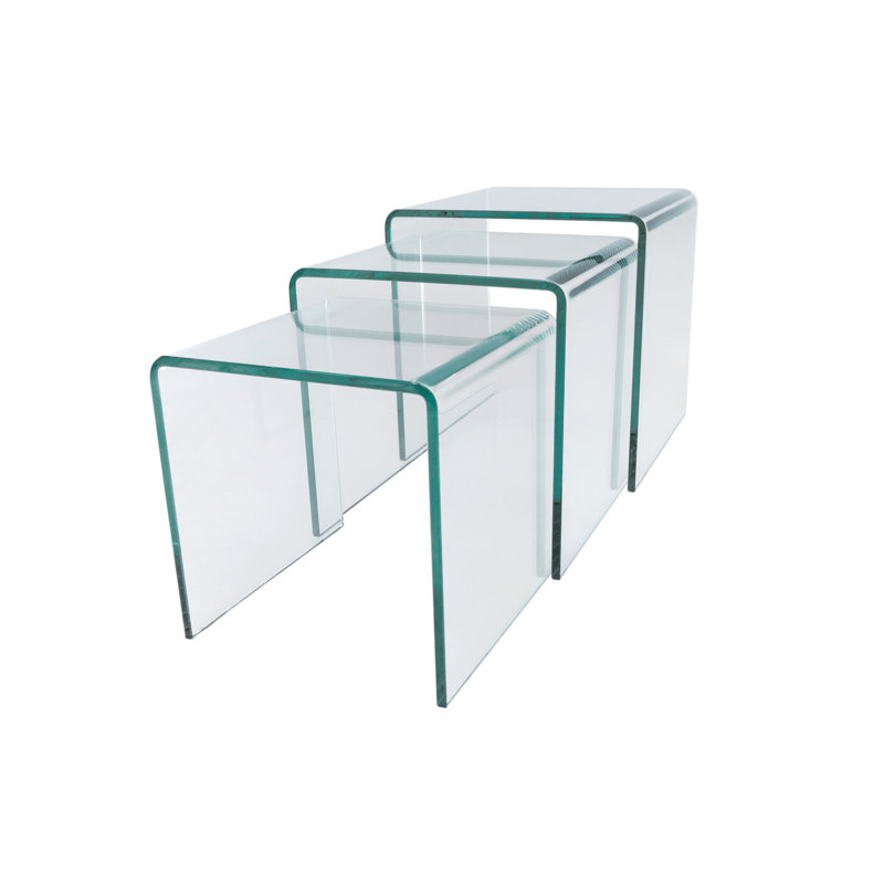 Nannette Glass Top Sled Nesting Tables