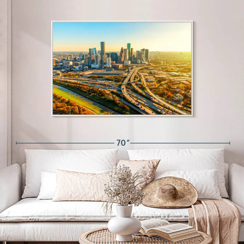 Golden Houston Highway, Cadre flottant blanc, 46 po x 31 po
