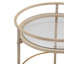 Chariot-bar rond avec tablettes en verre trempé et accents dorés, finition blanc vieilli-1301918656