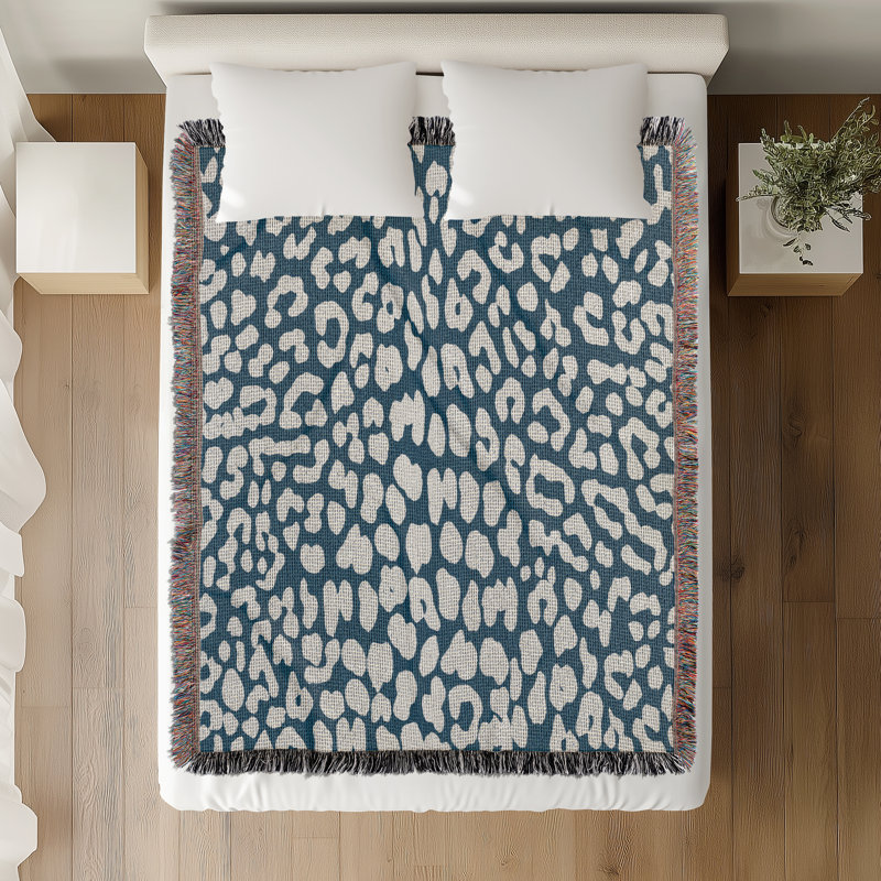 Jeté en mélange de coton Delo, Bleu, L 80 po x l 60 po