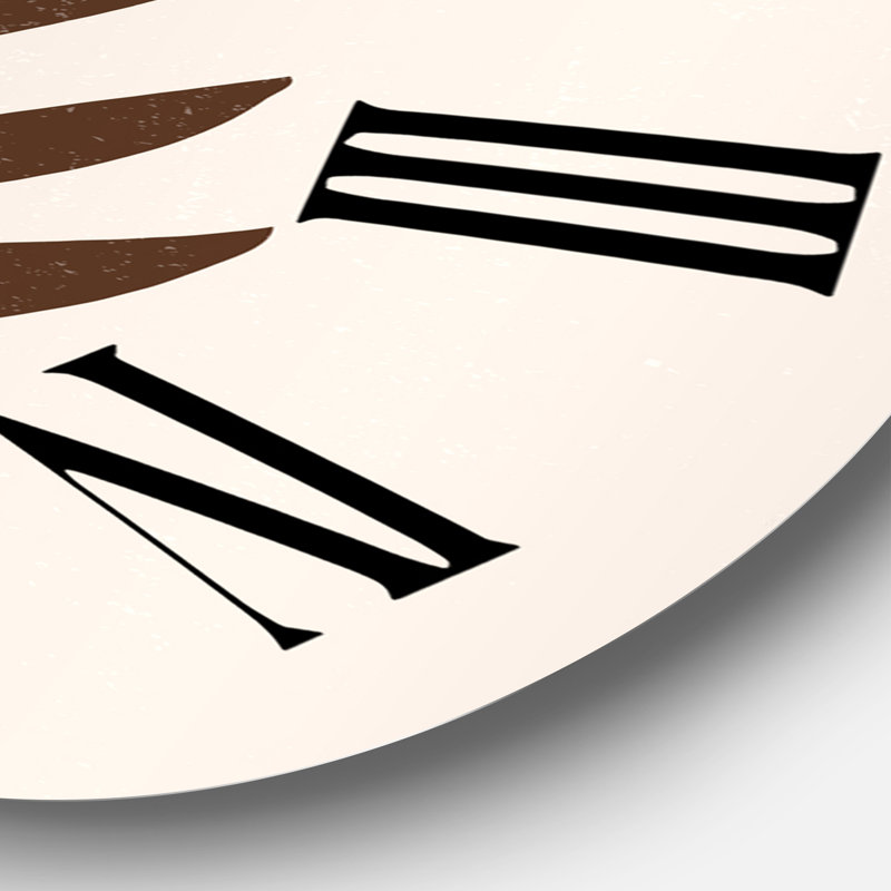 Horloge murale moderne abstrait soleil et lune avec feuille VII, Surdimensionné