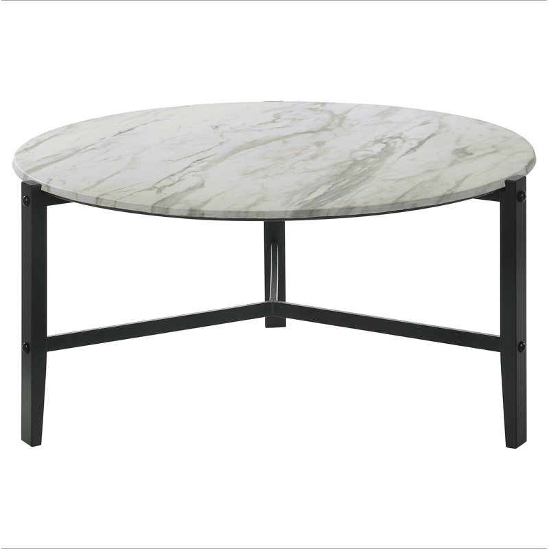Table basse ronde en simili marbre Tandi