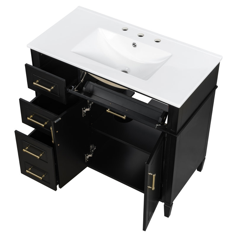 Meuble-lavabo 36 po avec lavabo, Noir