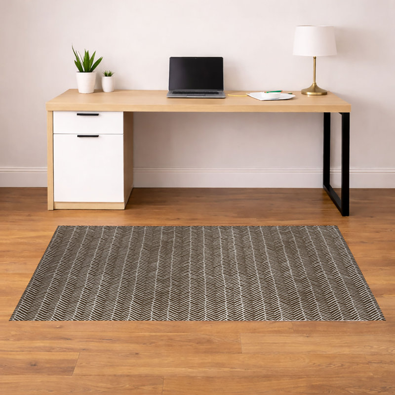Tapis de bureau léger à chevrons, L 84 po x P 60 po, Brun moka