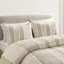 Housse de couette 100% coton très grand / très grand avec motif rayé et attaches intérieures 3 pièces taies décoratives contrastantes
