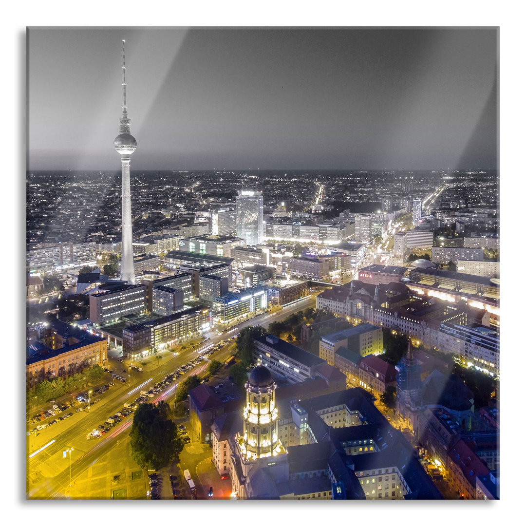 Ungerahmter Grafikdruck auf Glas "Berlin City Panorama"