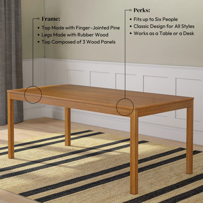 Classic 4-Leg Rectangular Solid Wood Dining Table