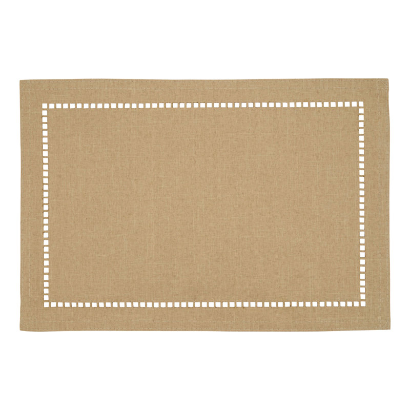 Neith Polyester No Pattern Rectangle Placemat, Natural