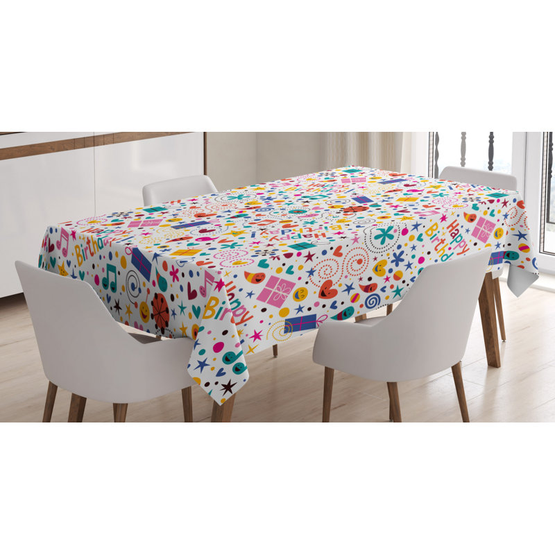 Geometric Birthday Tablecloth, 84" L x 60" W