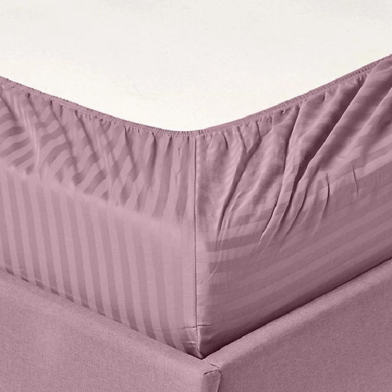 600 Thread Count Egyptian-Quality Cotton Sheet Set, California King Sheet Set with 2 Pillowcases, Purple Stripe