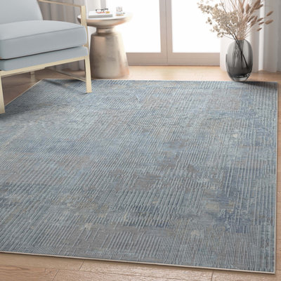 Tapis bleu à tissage plat Nuzzo Acropolis