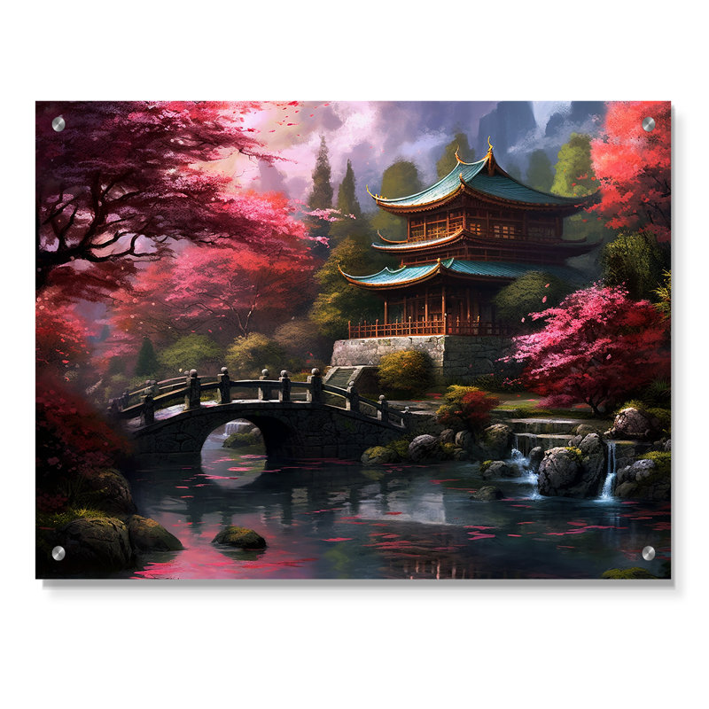 Le Japon, terre du Samouraï V - art mural moderne japonais en acrylique, H 16 po x l 32 po