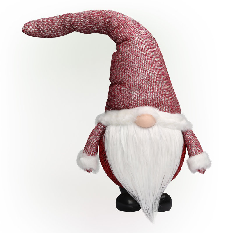 26" H Christmas Santa Gnome with Warm White LED Lights and Timer, 29" H x 11" W x 9" D
