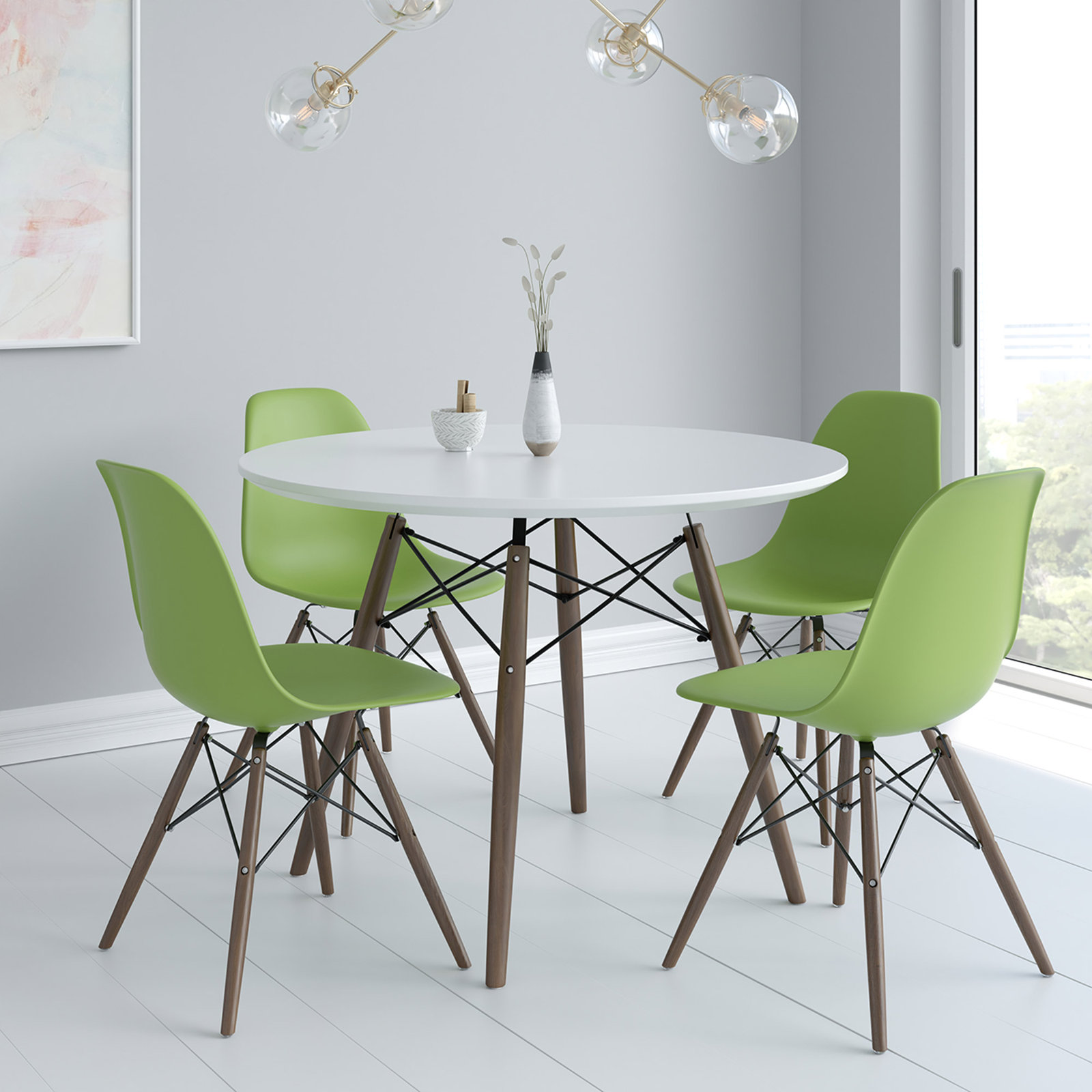 Jordan Side Chair, Green, Walnut