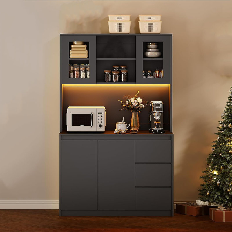 178.1cm Kitchen Pantry, Black