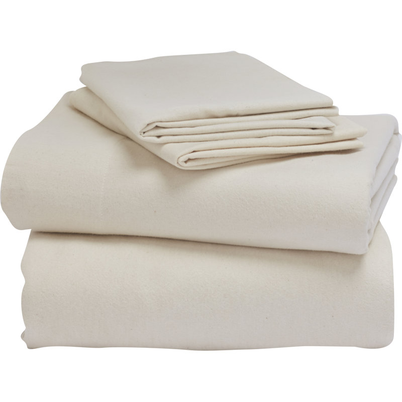 Ensemble de draps en flanelle Cloud Cloud, Ensemble de draps pour grand lit avec 2 taies d'or, Naturel