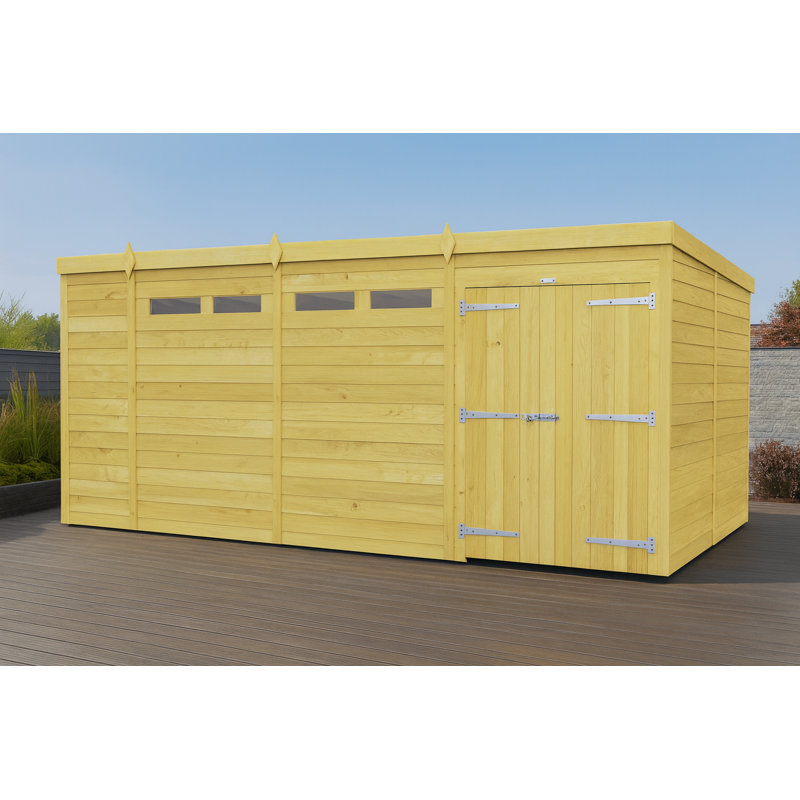 14ft x 8ft Pent Security Shed - Double Door