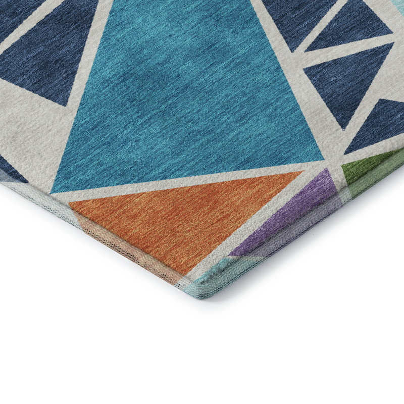 Tapis géométrique de qualité supérieure lavable à la machine Ketterer AMF1039, Rectangulaire 3 pi x 5 pi