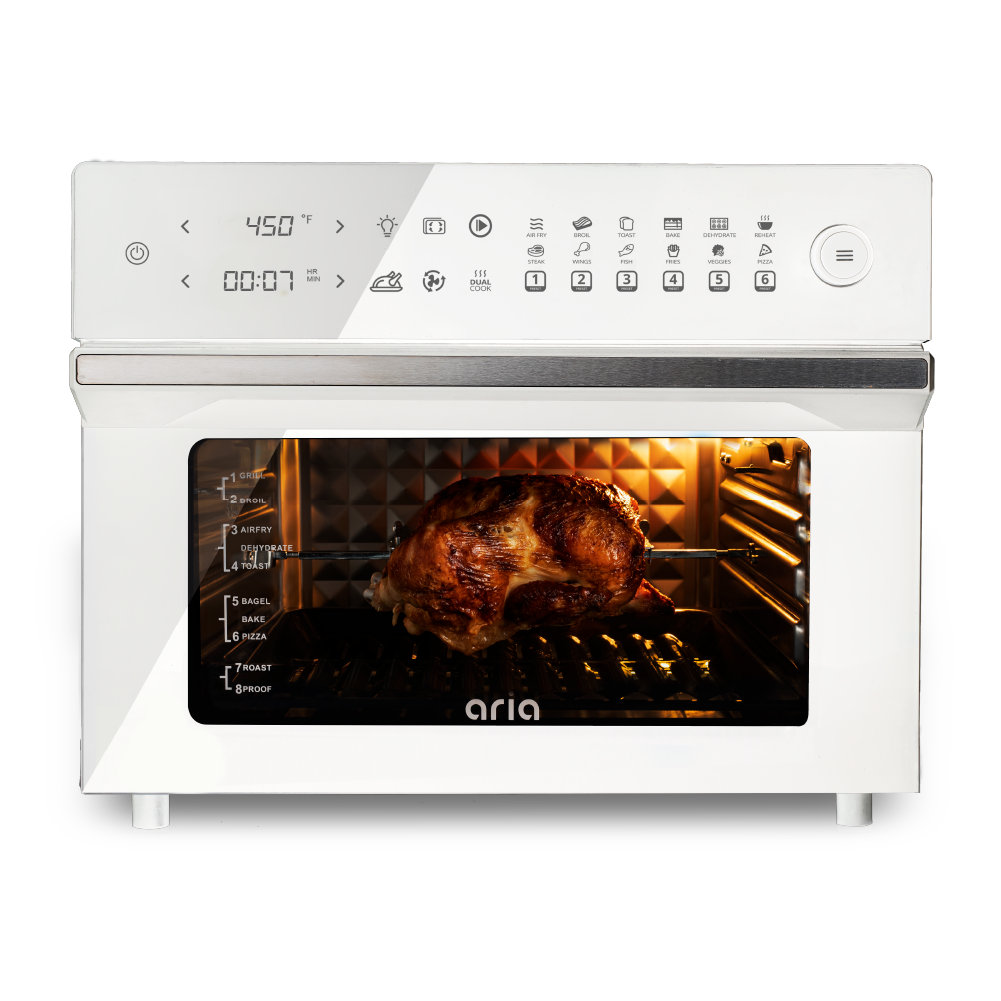 Aria 17 Quart Retro Air Fryer Oven with Accessories - White