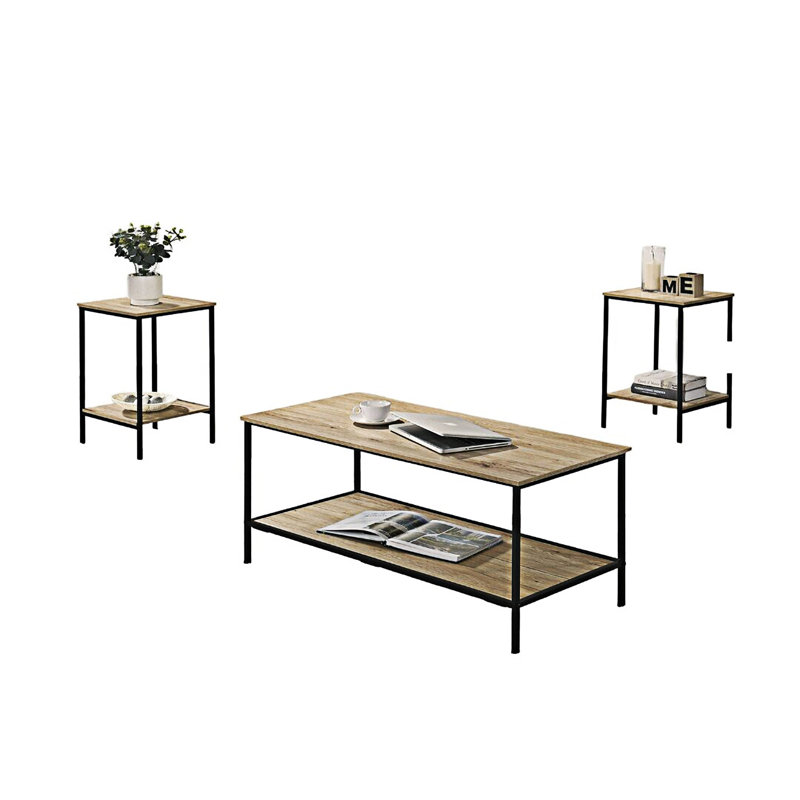 Minimalist Coffee Table And End Table Set, Natural