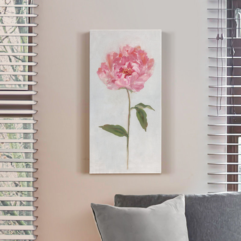 Pivoine II - reproduction d'art sur toile tendue, H 16 po x l 8 po x P 1 po